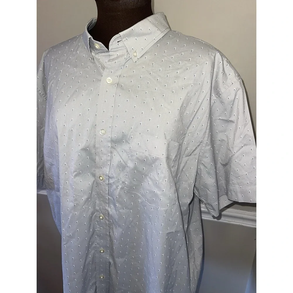 Banana Republic Slim Fit Tech Stretch Cotton‎ Mens Shirt XXL Gray Blue